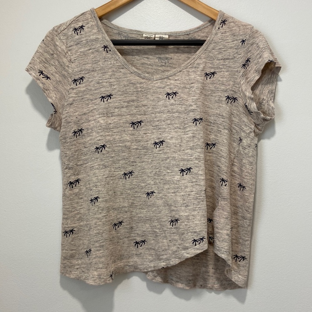 Artisan NY Linen Palm Tree Prints Top Women Size M